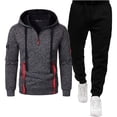 thumbnail image 1 of Admvng Casual Sets for Men Hoodie with Zipper and Multiple Pockets Sports Hooded Set, Size S-3XL, 1 of 8