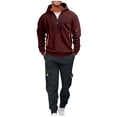 thumbnail image 1 of Admvng Casual Sets for Men Solid Casual Loose Drawstring Long Sleeve Hooded Workwear with Multiple Pockets Sweatshirt Set, Size S-2XL, 1 of 3