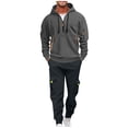 thumbnail image 1 of Admvng Casual Sets for Men Solid Casual Loose Drawstring Long Sleeve Hooded Workwear with Multiple Pockets Sweatshirt Set, Size S-2XL, 1 of 3