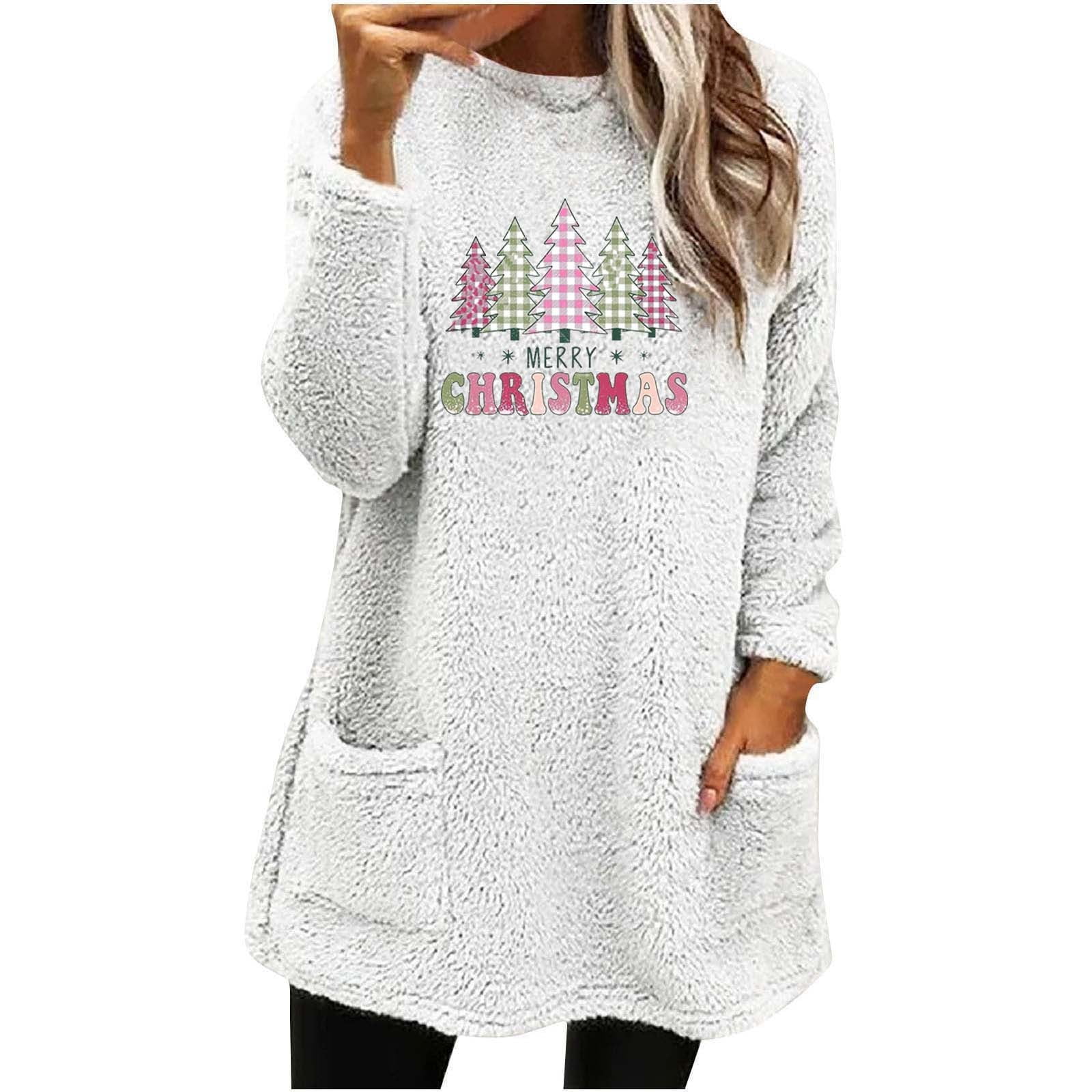 Admvng Christmas Sweaters for Women Christmas Sweater Crew Neck Knitted ...