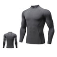 thumbnail image 1 of Admvng Compression Shirt Men Casual Fashion Solid Color Running Fitness Long Sleeve Men's Clothing S-2XL, 1 of 3