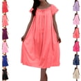 thumbnail image 1 of Admvng Nightgowns for Women Solid Color Short Sleeve Drawstring Loose Soft Comfortable Sleeping Dresses M-2XL, 1 of 6