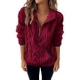 thumbnail image 1 of Admvng Crewneck Sweatshirts Women Zip Pullover Fuzzy Fleece Lapel Sweatshirt Long Sleeve Tops with Pockets, Size S-2XL, 1 of 3