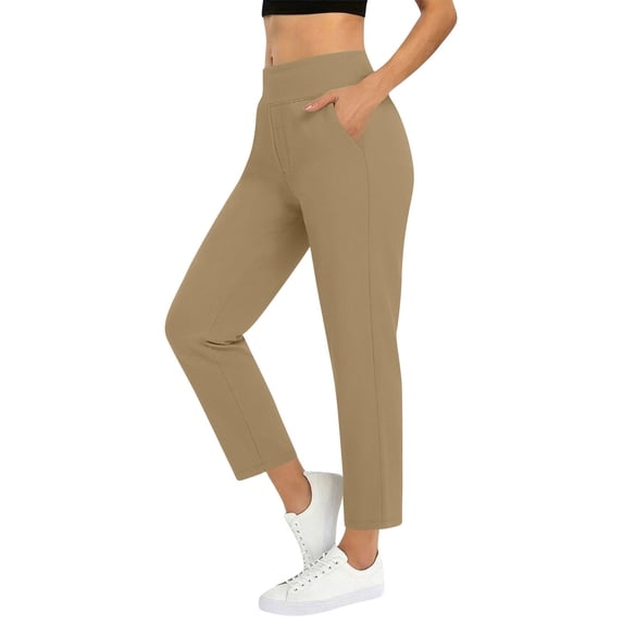 Admvng Cropped Pants for Women Straight Leg Solid Stretch Golf Trousers with Pockets