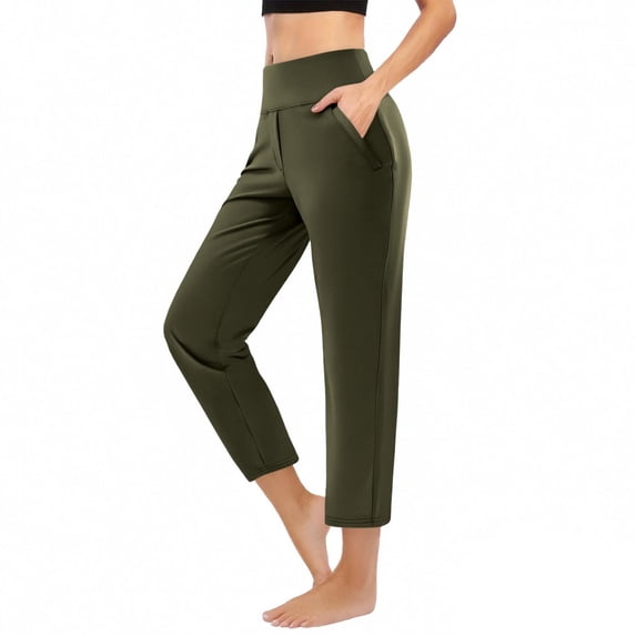 Admvng Cropped Pants for Women Straight Leg Stretch Golf Trousers with Pockets