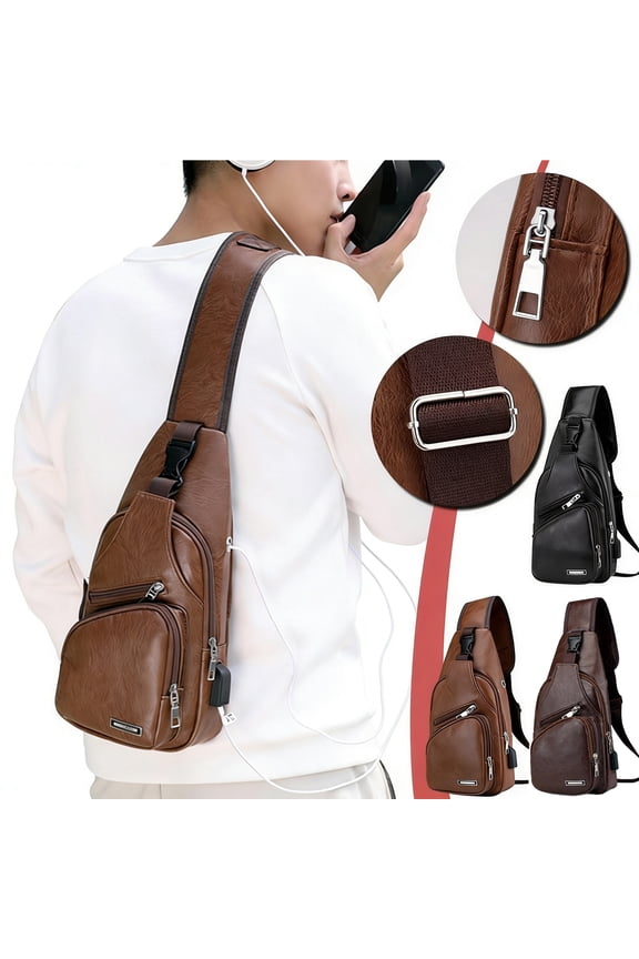 Crossbody Daypack for Men Slim Chest Backpack Man Purse Small Shoulder Bag for Travel Hiking