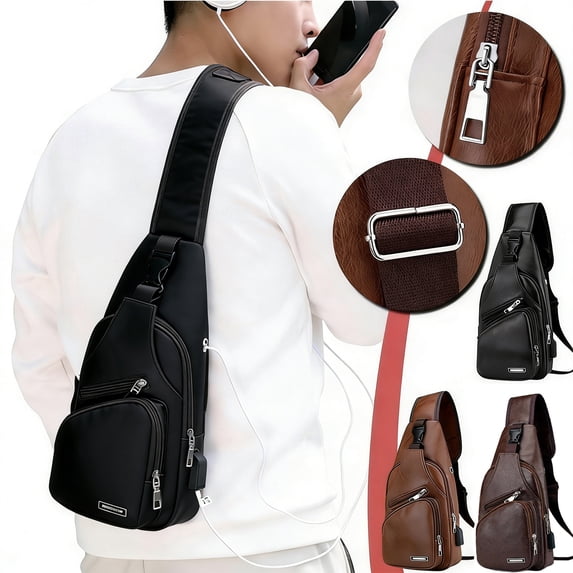 Admvng Crossbody Daypack for Men Slim Chest Backpack Man Purse Small Shoulder Bag for Travel Hiking