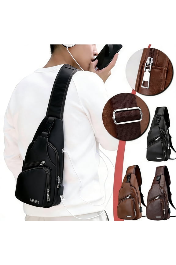 Crossbody Daypack for Men Slim Chest Backpack Man Purse Small Shoulder Bag for Travel Hiking