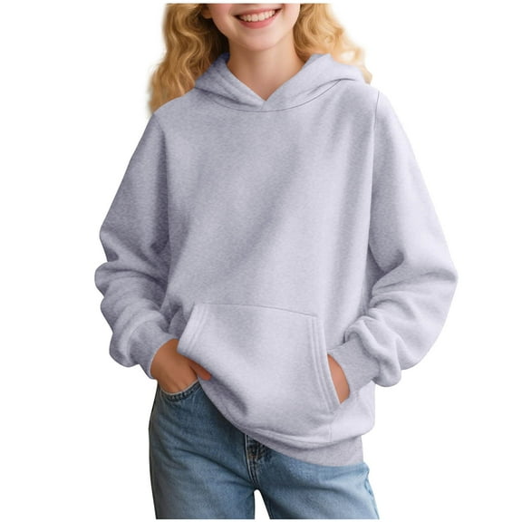 Admvng Cute Hoodies for Teen Girls Shirt Long Sleeved Pattern T-shirt Solid Round Neck Solid Top Sweatshirt(2-15years)