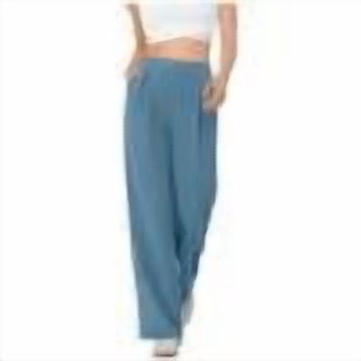 Admvng Dress Pants Women Solid Color Elastic Waist Fold Long Pants Wide-leg Pants For Women with Pockets S-2XL