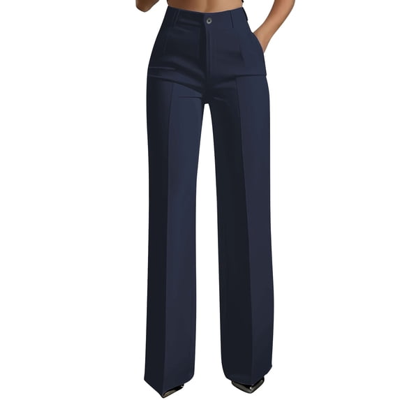 Admvng Dress Pants for Women Wide Leg Solid Color Trousers with Front Seams