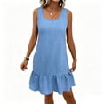 thumbnail image 1 of Admvng Dress for Women Ruffle Hem Sleeveless Round Neck Summer Vacation Sundress, 1 of 7