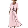 thumbnail image 1 of Admvng Dress for Women Twist Front Short Sleeve V Neck Casual Summer Pocket Dress, 1 of 6