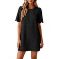 thumbnail image 1 of Admvng Dresses Women Eyelet Lace Round Neck Short Sleeve Casual Summer Mini Shift Dress, 1 of 5