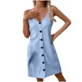 thumbnail image 1 of Admvng Dresses for Women 2025 Elegant Classy Solid Color V-neck Sexy Suspender Button Up Dress S-2XL, 1 of 5