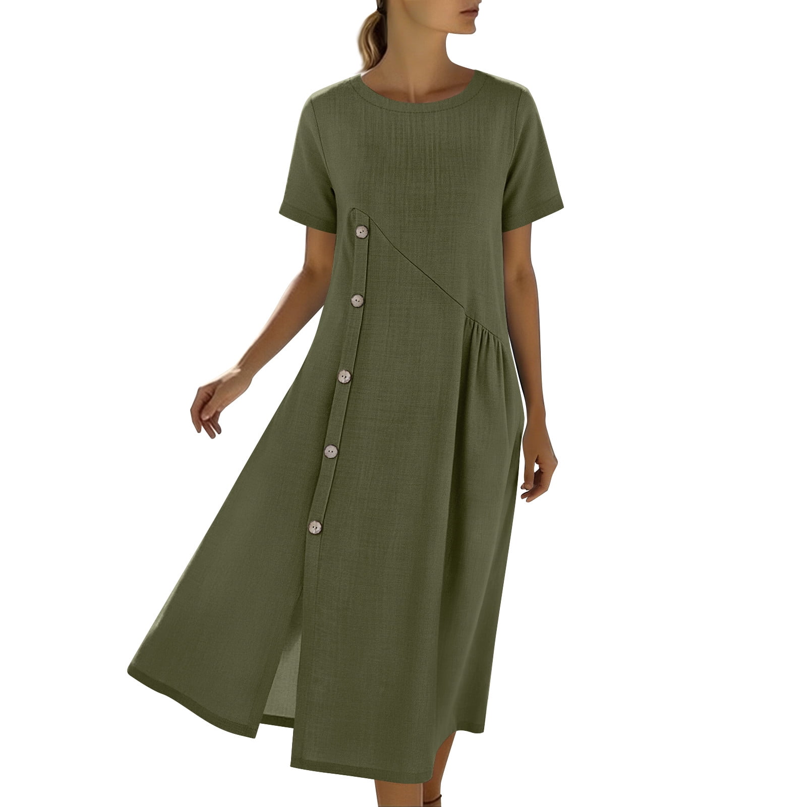 smock short sleeve dress Short Sleeve Linen Dress, White Linen Dress, Linen Tunic Dress for Women, 100% Linen Clothing, Linen Summer Dress, 3XL / Moroccan Red