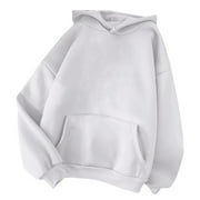 Admvng Eessentials Hoodie for Women Fashion Classic Solid Long Sleeve Hooded Pocket Sweater on Clearance