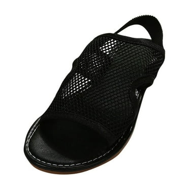 Admvng Sandals for Women 2025 Fashion Casual Summer New Large Size Mesh Breathable Flat Sandals Elastic Flat Beach Sandals 36-44
