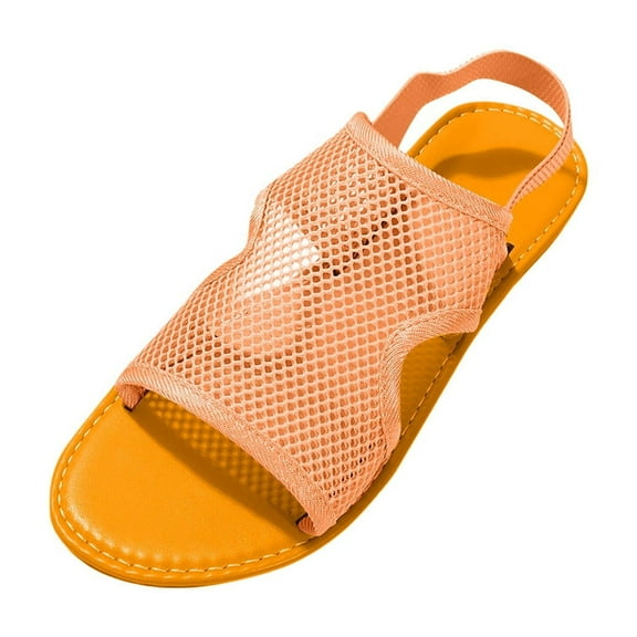 Admvng Sandals for Women 2025 Fashion Casual Summer New Large Size Mesh Breathable Flat Sandals Elastic Flat Beach Sandals 36-44