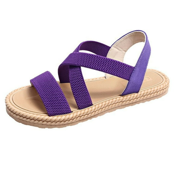 Admvng Womens Shoes Fashion Casual Summer New Solid Color Tight Strap Flat Casual Sandals 35-43