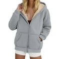 thumbnail image 1 of Admvng Fleece Jacket Women Winter Warm Casual Long Sleeve Hooded Solid Sweatshirt Coat,Sizes S-2XL, 1 of 4