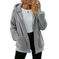 thumbnail image 1 of Admvng Fleece Jacket Women Zipper Hooded Cardigan Coats Long Sleeve Winter Jackets for Women S-2XL, 1 of 7