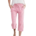 thumbnail image 1 of Admvng Gingham Capris Pants Plus Size Drawstring Elastic Waistband Solid Summer Cropped Pants with Pocket, 1 of 7
