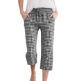 thumbnail image 1 of Admvng Gingham Capris Pants Plus Size Drawstring Elastic Waistband Solid Summer Cropped Pants with Pocket, 1 of 7