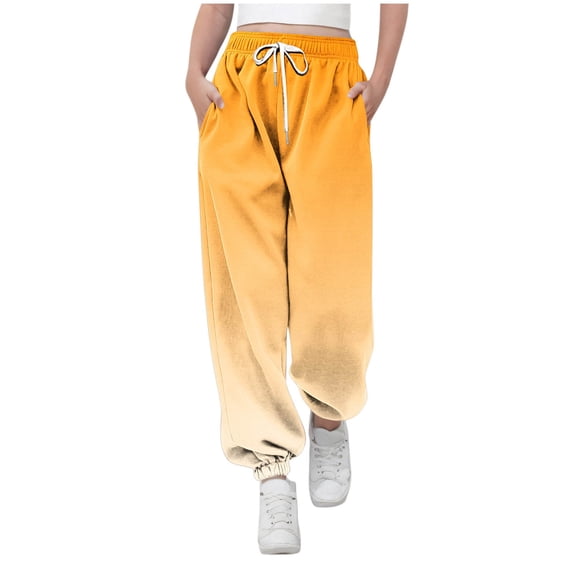 Admvng Girls Pants Children Sports Pants Sweatpants Casual Solid Gradient Joggers with Pockets Outside, Size 110-160