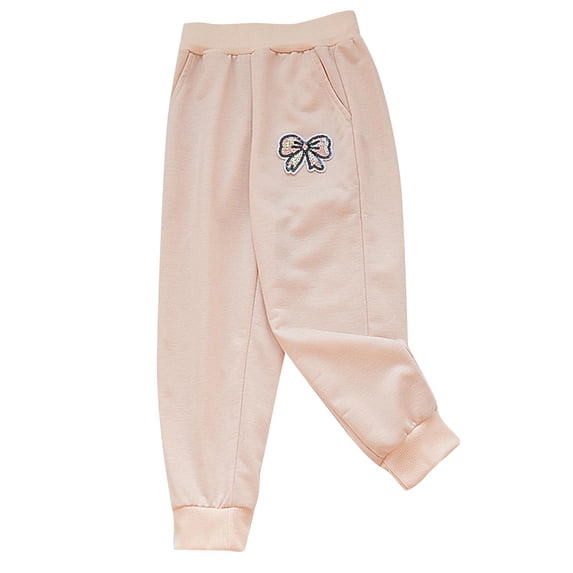 Admvng Girls Pants Children's Joggers Elastic Waisted Casual Solid Sweatpants with Pockets, Size 90-140