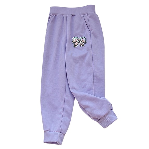 Admvng Girls Pants Children's Joggers Elastic Waisted Casual Solid Sweatpants with Pockets, Size 90-140