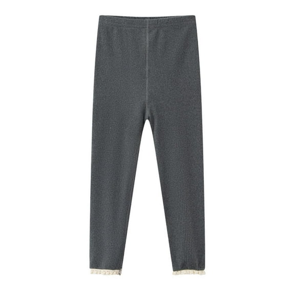 Admvng Girls Pants Children's Winter Solid Elastic Waist Warm Home Warm Leggings, Size 100-160