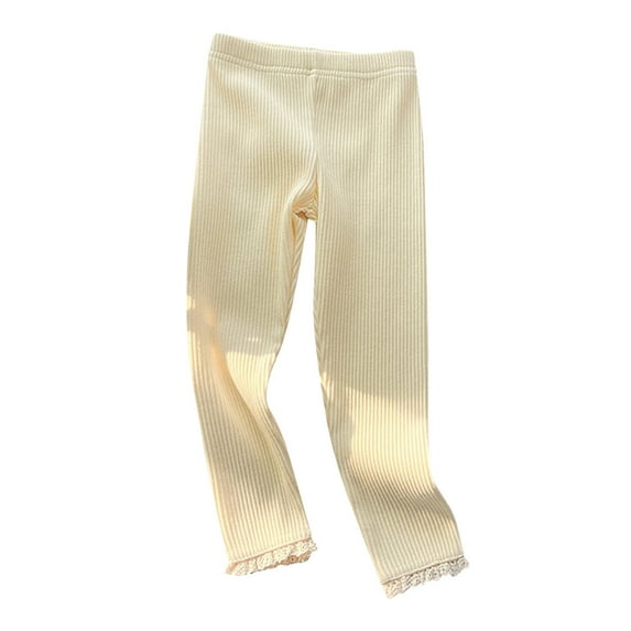 Admvng Girls Pants Solid Color Winter Warm Leggings for Kids Knitted Pants for Outerwear, Size 90-140