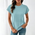 thumbnail image 1 of Admvng Going Out Tops For Women Pocket Detail Short Sleeve Sweatshirt In Fabric S-2XL, 1 of 7