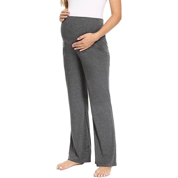Admvng High Waist Maternity Wide Leg Pants Spring and Summer Pregnancy Loungewear with Pockets