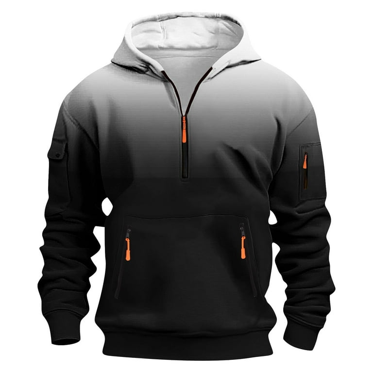 Admvng Hoodies for Men Casual Gradient Zipper Pullover Long Sleeve