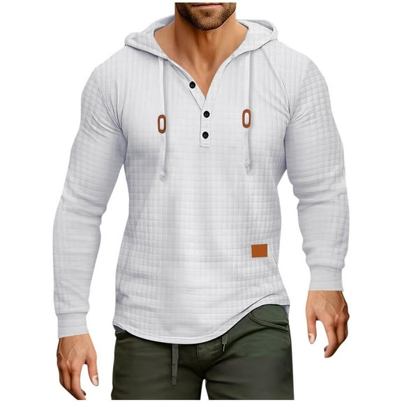 Admvng Hoodies for Men Casual Hooded Solid Color Long Sleeve Sweatshirts Blouse, Size S-3XL