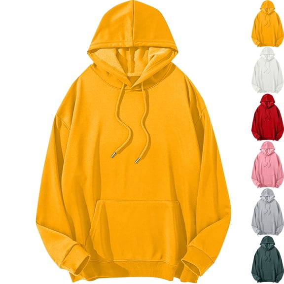 Admvng Hoodies for Men Casual Hoodie Men's Long Sleeved Casual Drawstring Solid Color Fall Winter Comfort Super Soft Men's Clothing S-5XL