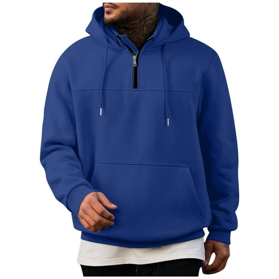 Admvng Hoodies for Men Casual Solid Long Sleeved Winter Warm Athletic Sweatshirt, Size S-3XL