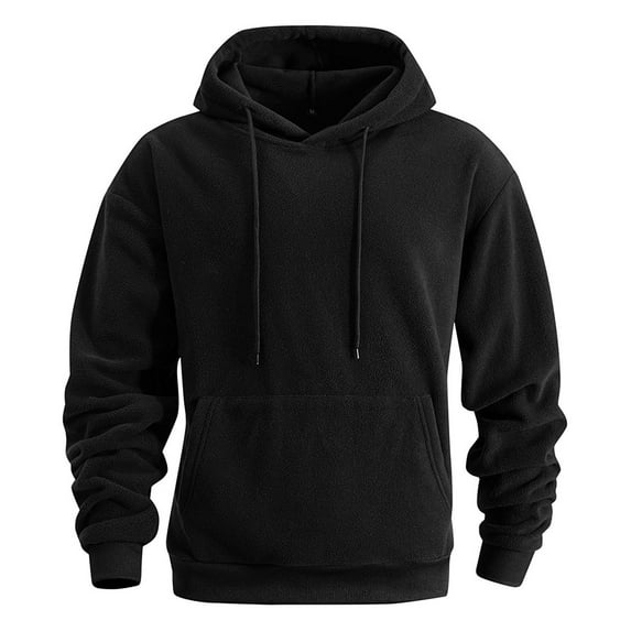 Admvng Hoodies for Men Casual Top with Flannel Double-sided Fleece Hooded Sweatshirt Solid Color Top Long Sleeved Hooded Sweatshirt, Size S-2XL