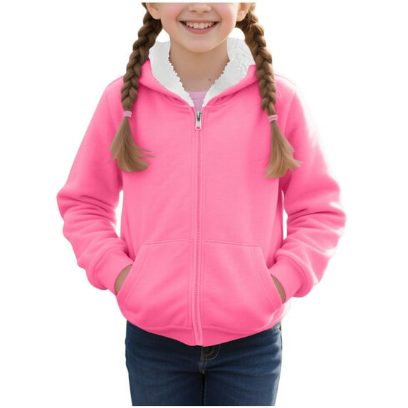 Admvng Hoodies for Teen Girls Solid Color Long Sleeved Casual Sports Hoodie Long Sleeved Zipper Hooded Top with Shoulder Inserts(2-15years)
