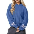 thumbnail image 1 of Admvng Hoodies for Women Casual Christmas Printed Round Neck Long Sleeved Loose Hooded Sweatshirts, Size S-2XL, 1 of 3