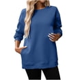 thumbnail image 1 of Admvng Hoodies for Women Round Neck Long Sleeve Solid Loose Sweatshirt Blouse, Size S-2XL, 1 of 8