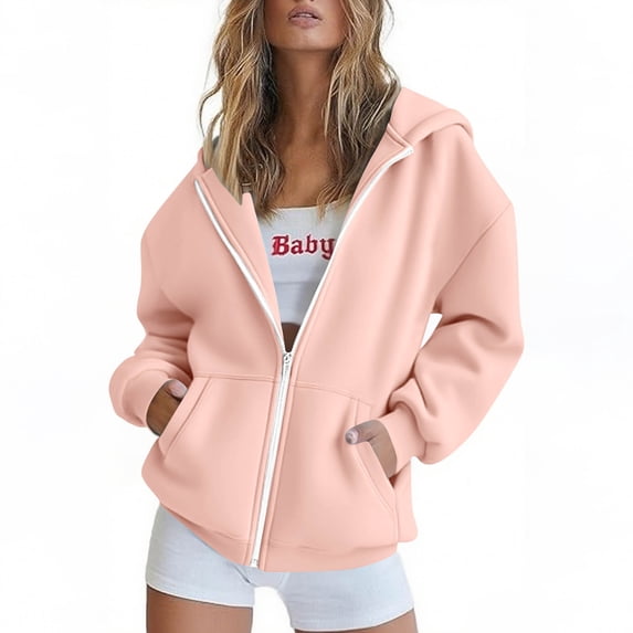 Admvng Hoodies for Women Solid Color with Ear Hat Loose Casual Long Sleeved Top Shoulder Down Sweatshirt, Size S-2XL