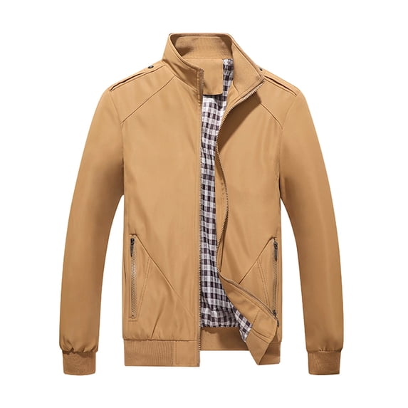 Admvng Jacket for Men Solid Color Casual Long Sleeve Travel Everyday Fall Winter Daily Windbreaker Outerwear Coat