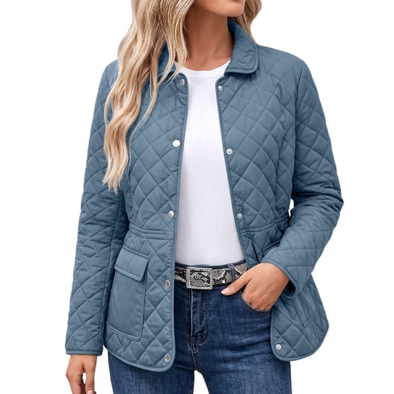 Admvng Jacket for Women Lapel Button-Up Long Sleeve Casual Cotton Outerwear Coat