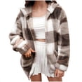thumbnail image 1 of Admvng Jacket for Women Plus Size Plaid Sherpa Collar Button Down Long Sleeve Shacket with Side Pockets, 1 of 6