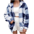 thumbnail image 1 of Admvng Jacket for Women Plus Size Plaid Sherpa Collar Button Down Long Sleeve Shacket with Side Pockets, 1 of 6