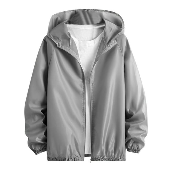 Admvng Jackets For Men Plus Size Summer Thin Style Breathable Ice Filament Sun Protection Clothing Outdoor Fitted Hooded Fishing Clothing Coat M-4XL