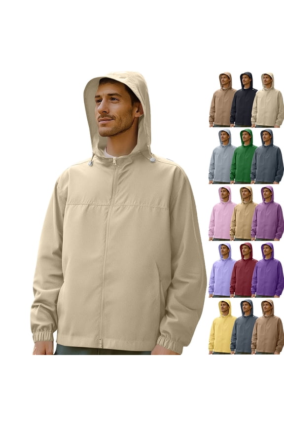 Jackets For Men Thin Style UPF50+ Sun Protection Clothing Outdoor Zipper Pockets Fitted Hooded Fishing Clothing Coat S-5XL